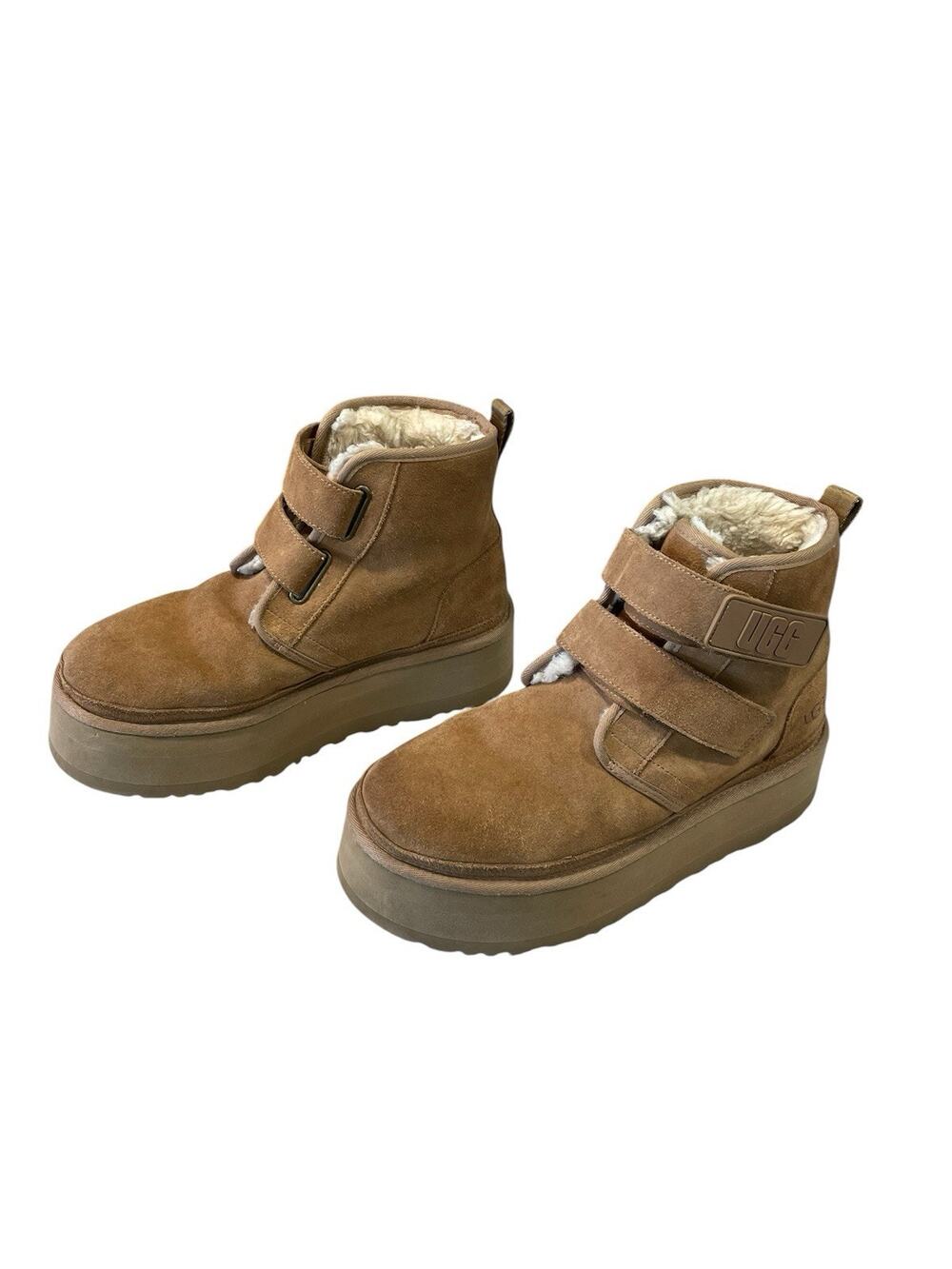 UGG Neumel Platform Strap Chukka Boots Chestnut Suede Women's Sz 10 Ankle Boot